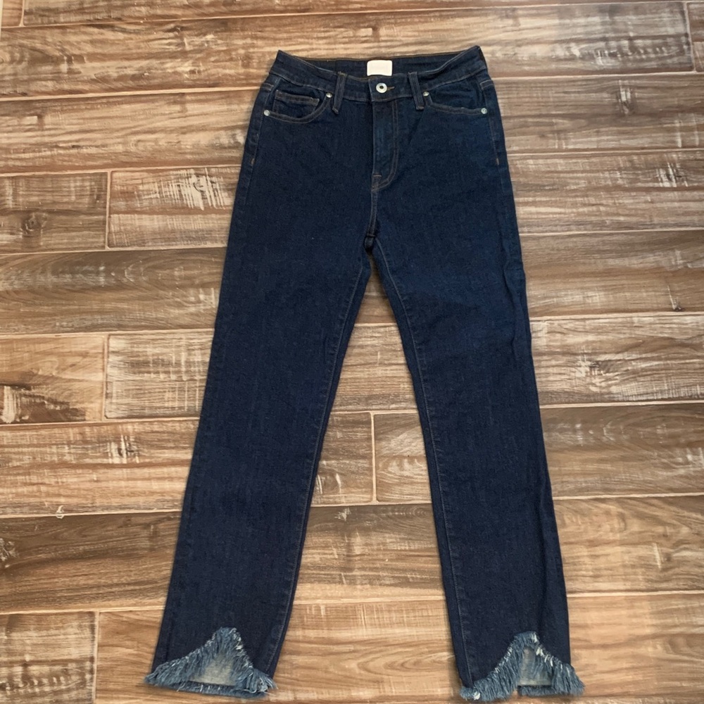 Jonathan Simkhai Women’s Dark Blue Denim Jeans with Frayed Hem